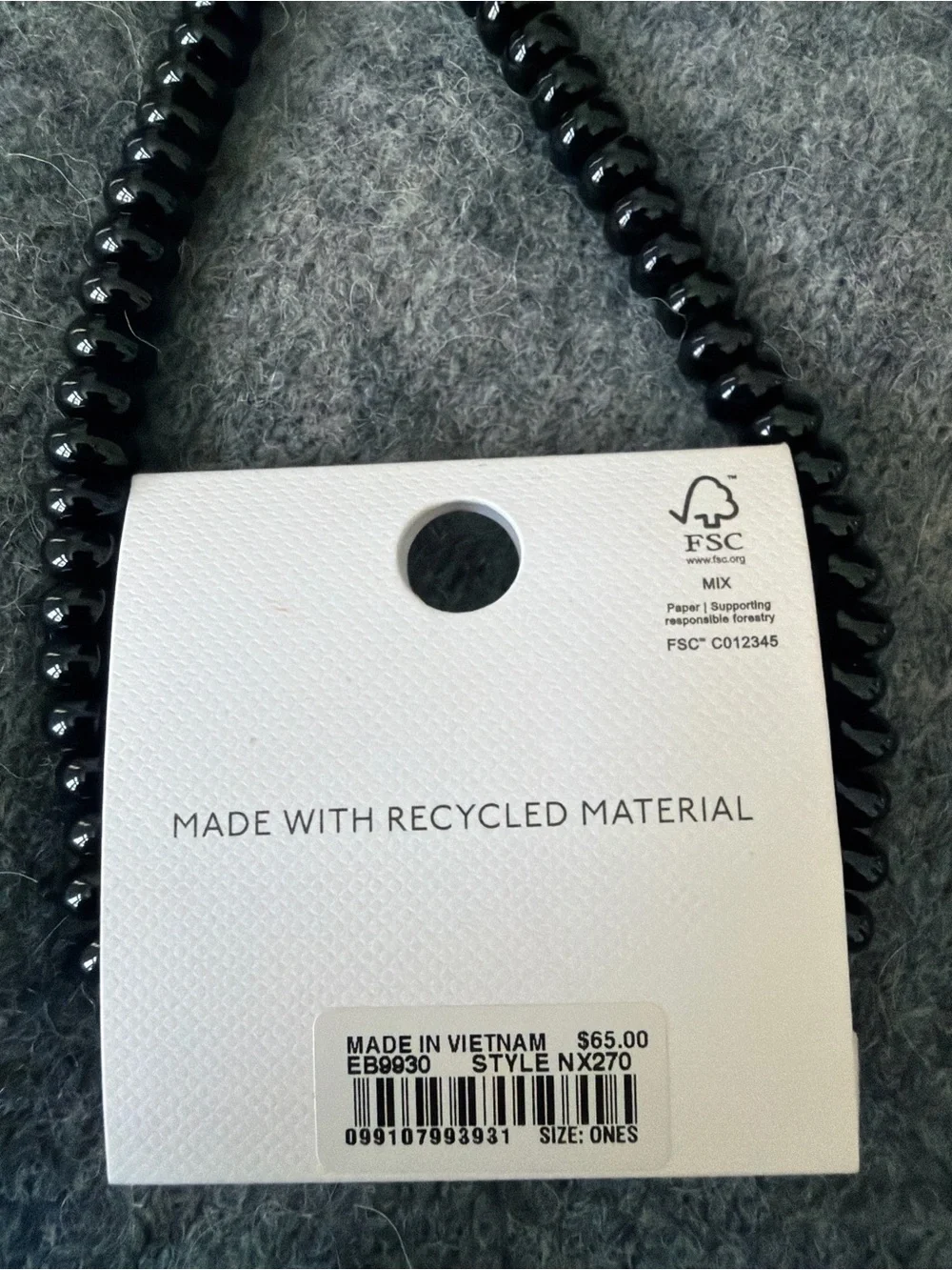 Madewell Black Semi Precious Stone Necklace Heart Charm NX270 NWT - Picture 6 of 6